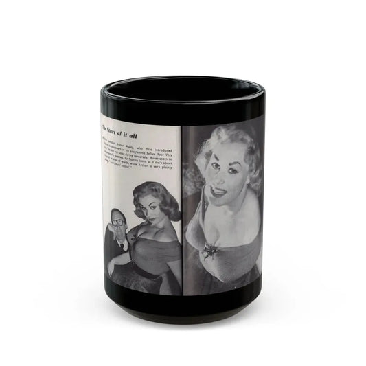 Norma Sykes #162 - 66 PHOTOGRAPHS OF Sabrina U.K. Pocket Mag. Pages 54 & 55 (Vintage Female Icon) Black Coffee Mug 15oz - Go Mug Yourself