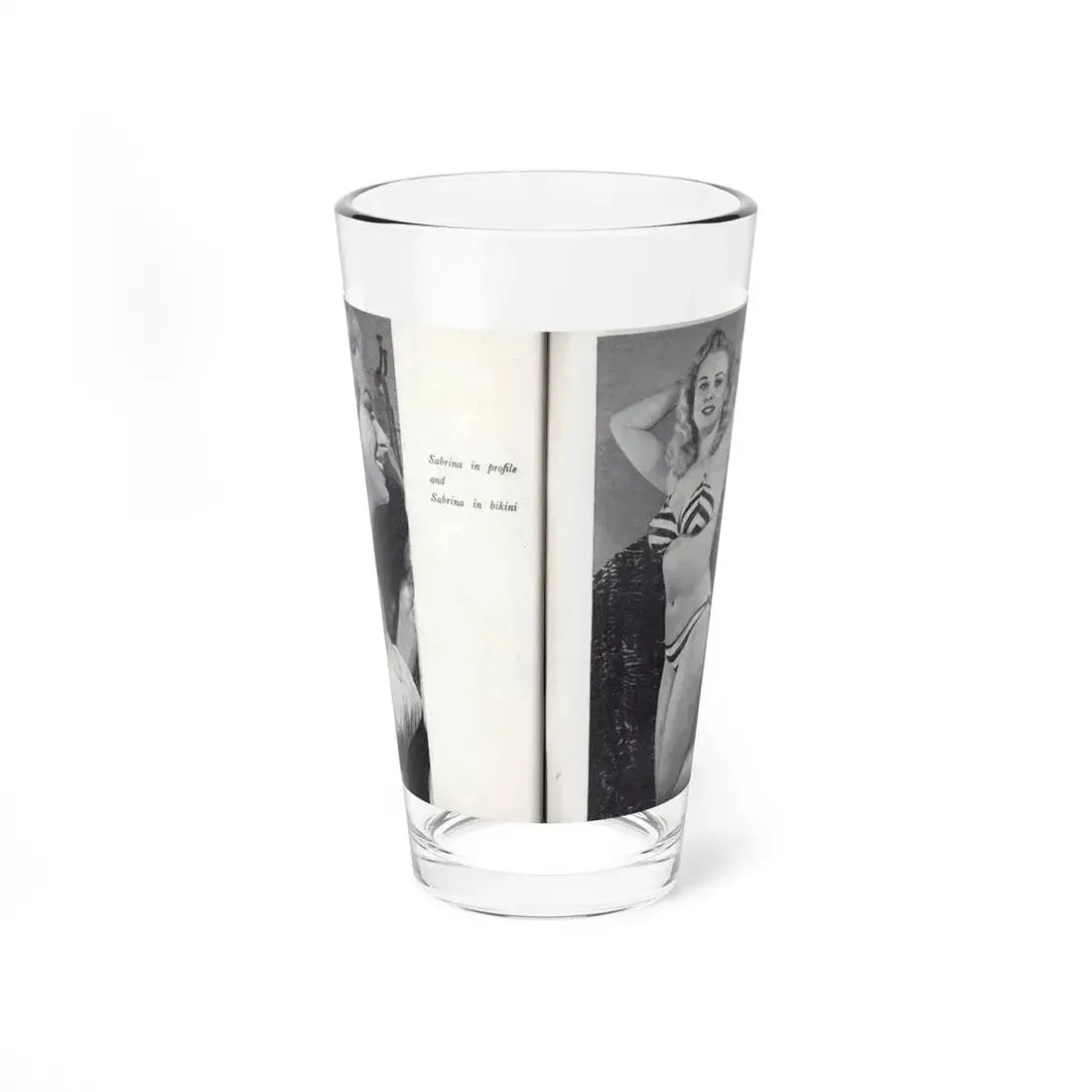Norma Sykes #165 - 66 PHOTOGRAPHS OF Sabrina U.K. Pocket Mag. Pages 60 & 61 (Vintage Female Icon) Pint Glass 16oz 16oz - Go Mug Yourself