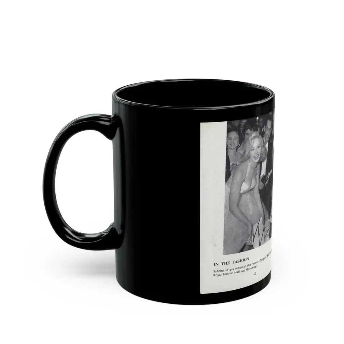 Norma Sykes #166 - 66 PHOTOGRAPHS OF Sabrina U.K. Pocket Mag. Pages 62 & 63 (Vintage Female Icon) Black Coffee Mug - Go Mug Yourself