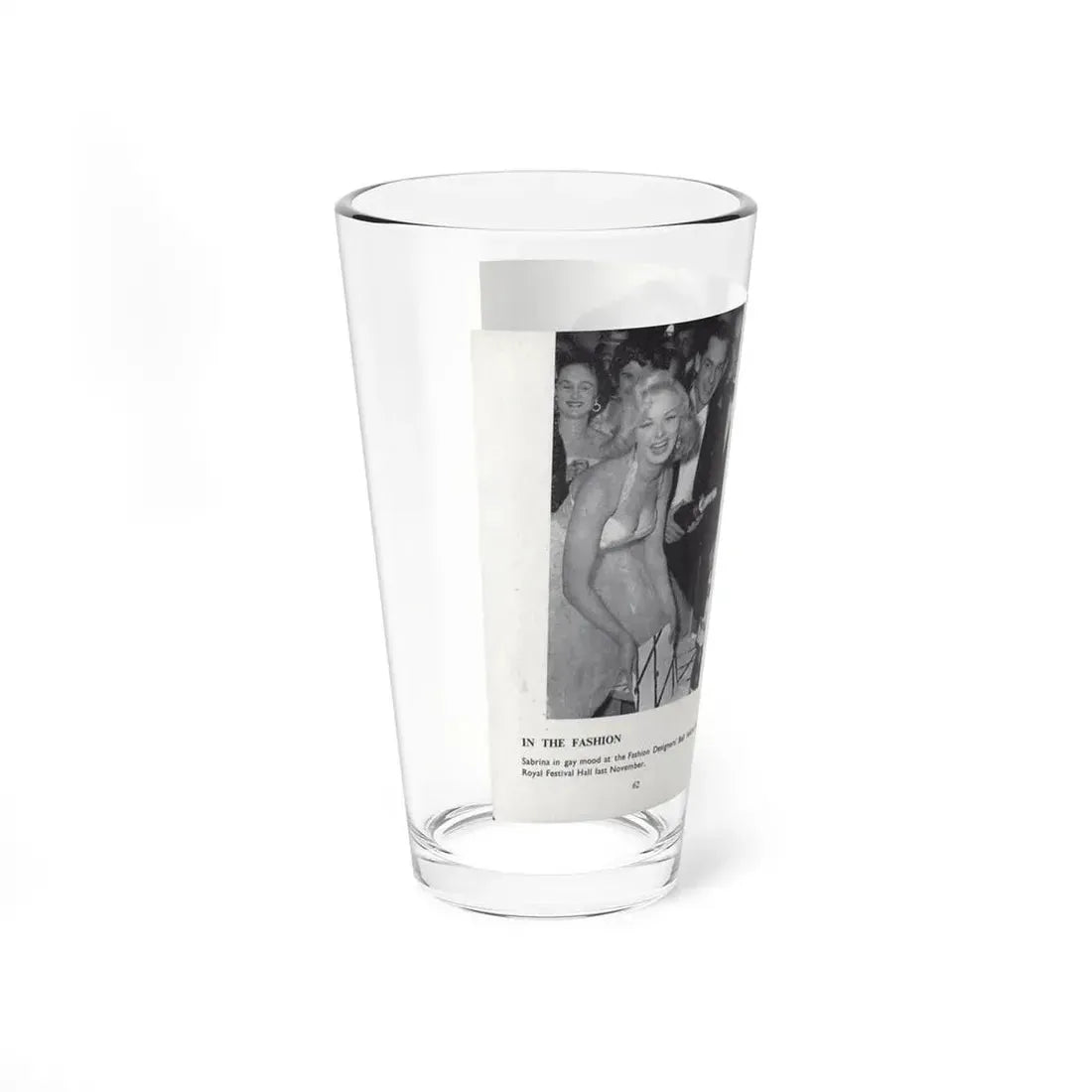 Norma Sykes #166 - 66 PHOTOGRAPHS OF Sabrina U.K. Pocket Mag. Pages 62 & 63 (Vintage Female Icon) Pint Glass 16oz - Go Mug Yourself