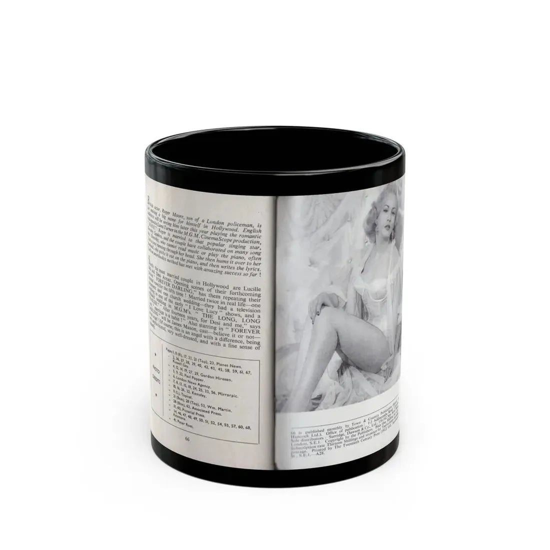 Norma Sykes #168 - 66 PHOTOGRAPHS OF Sabrina U.K. Pocket Mag. Pages 66 & 67 (Vintage Female Icon) Black Coffee Mug 11oz - Go Mug Yourself