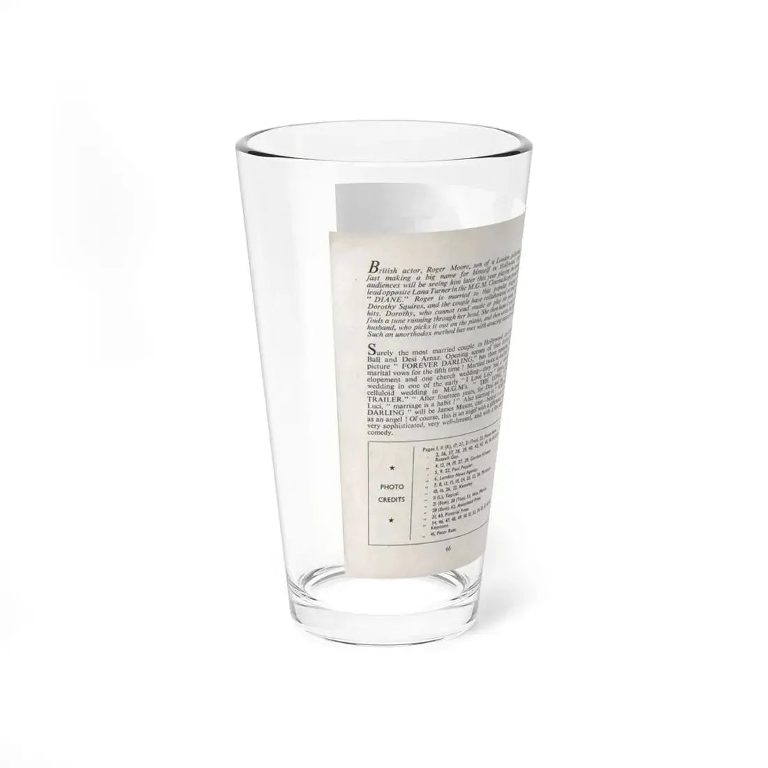 Norma Sykes #168 - 66 PHOTOGRAPHS OF Sabrina U.K. Pocket Mag. Pages 66 & 67 (Vintage Female Icon) Pint Glass 16oz - Go Mug Yourself