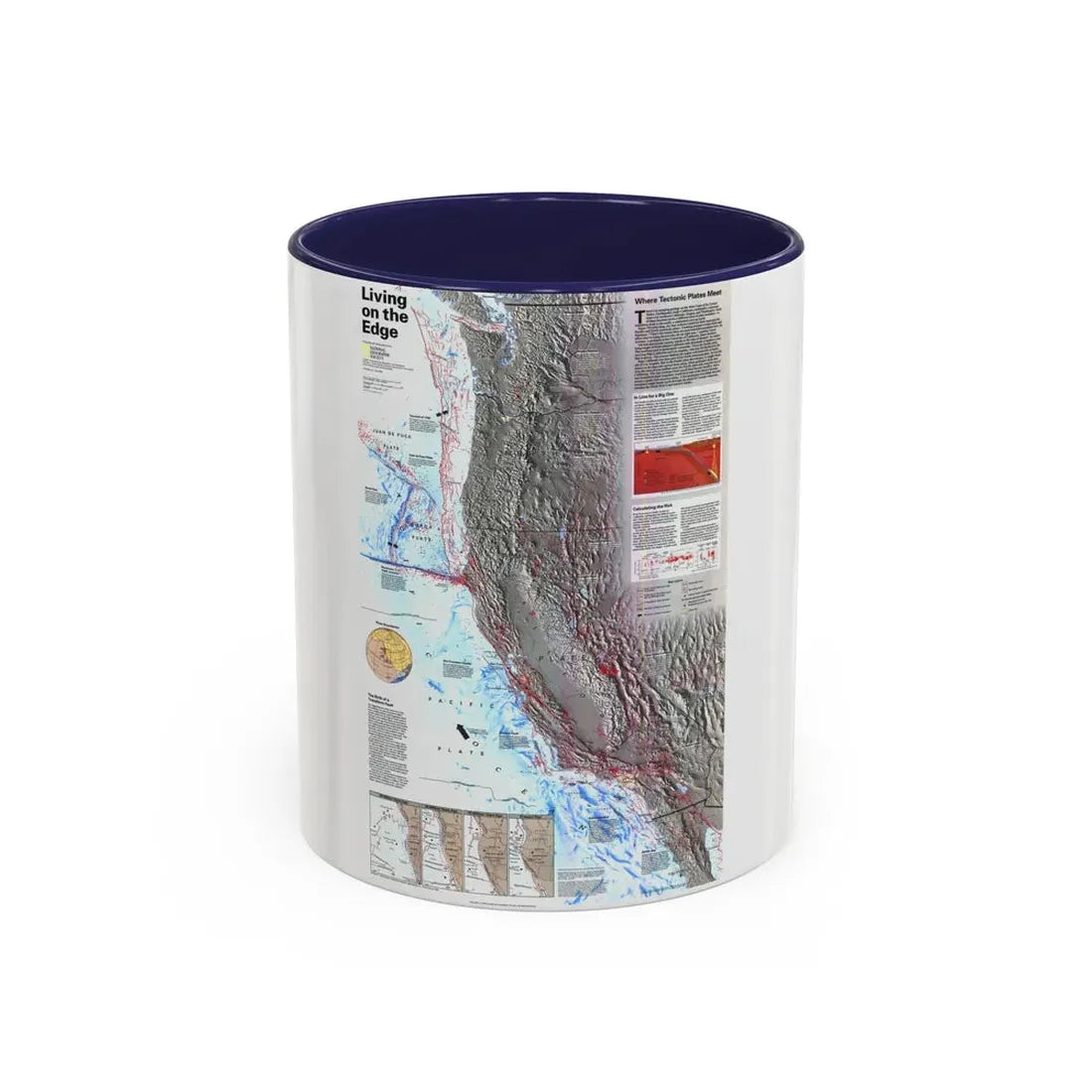 North Amerca - Living on the Edge (1995) (Map) Accent Coffee Mug 11oz Navy - Go Mug Yourself