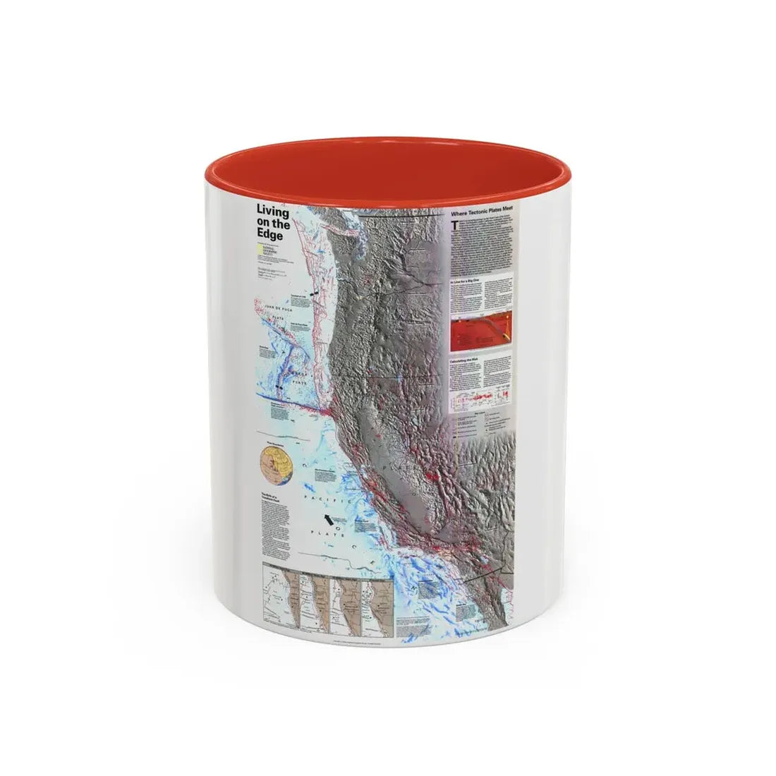 North Amerca - Living on the Edge (1995) (Map) Accent Coffee Mug 11oz Red - Go Mug Yourself