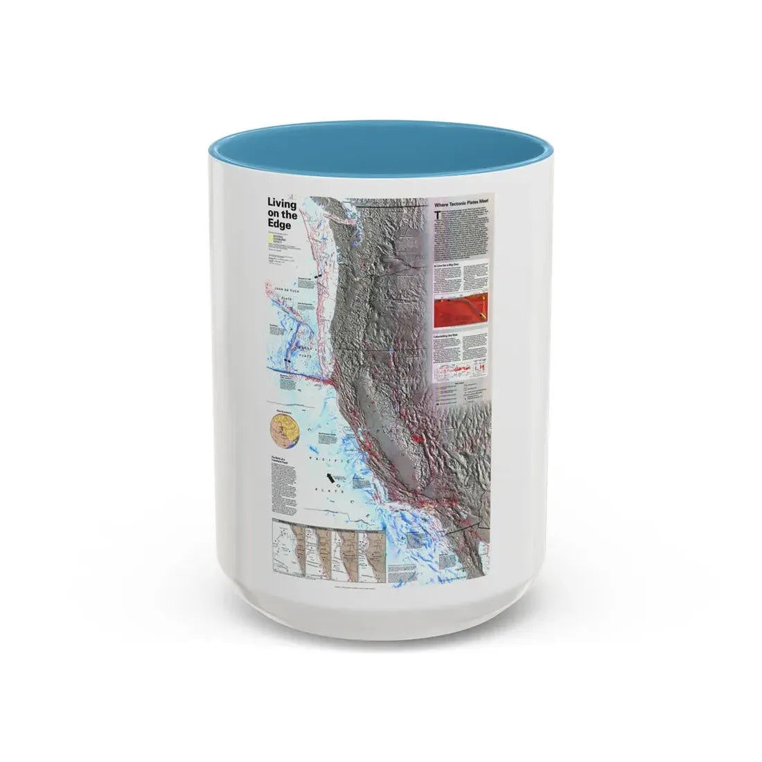 North Amerca - Living on the Edge (1995) (Map) Accent Coffee Mug 15oz Light Blue - Go Mug Yourself