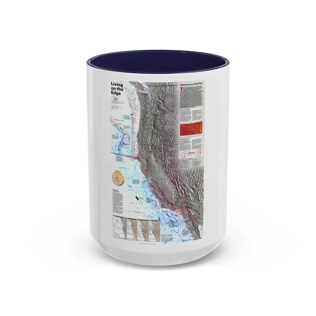 North Amerca - Living on the Edge (1995) (Map) Accent Coffee Mug 15oz Navy - Go Mug Yourself