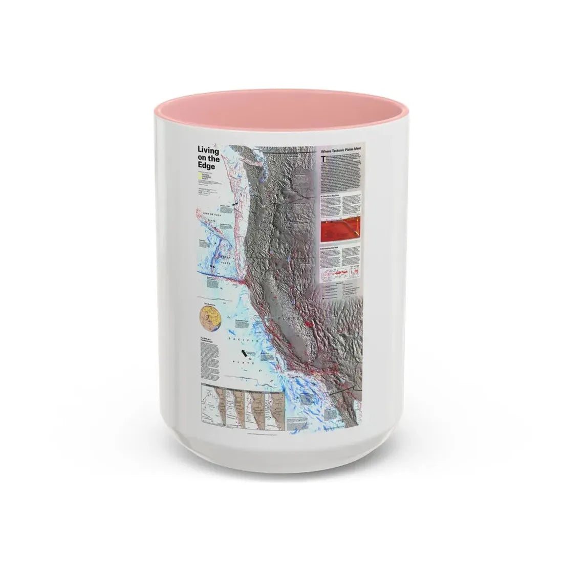 North Amerca - Living on the Edge (1995) (Map) Accent Coffee Mug 15oz Pink - Go Mug Yourself