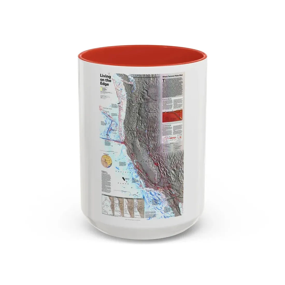 North Amerca - Living on the Edge (1995) (Map) Accent Coffee Mug 15oz Red - Go Mug Yourself