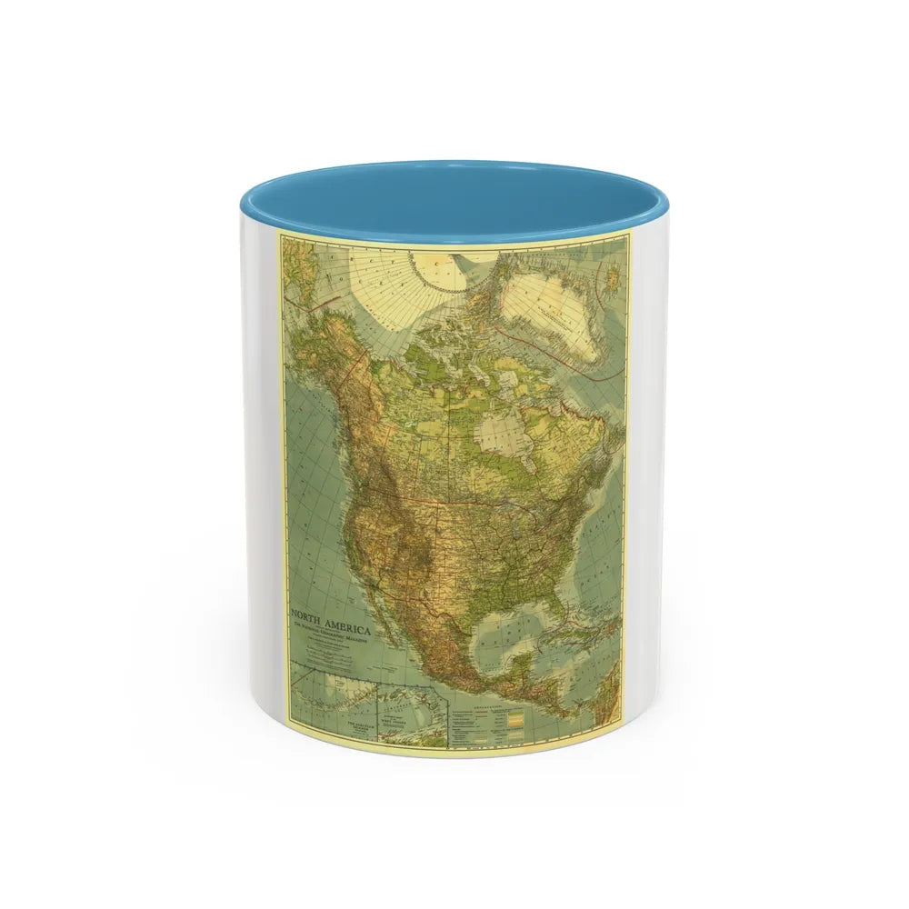 North America (1924) (Map) Accent Coffee Mug-11oz-Light Blue-Go Mug Yourself