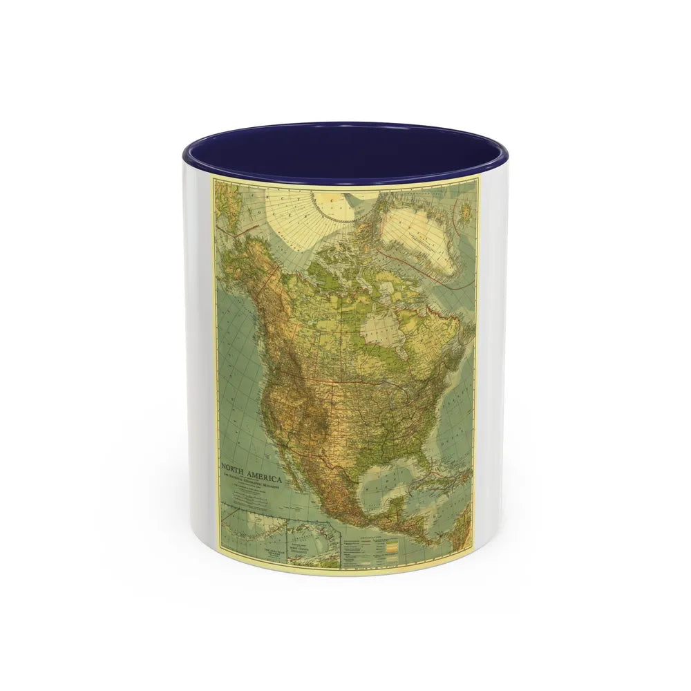 North America (1924) (Map) Accent Coffee Mug-11oz-Navy-Go Mug Yourself