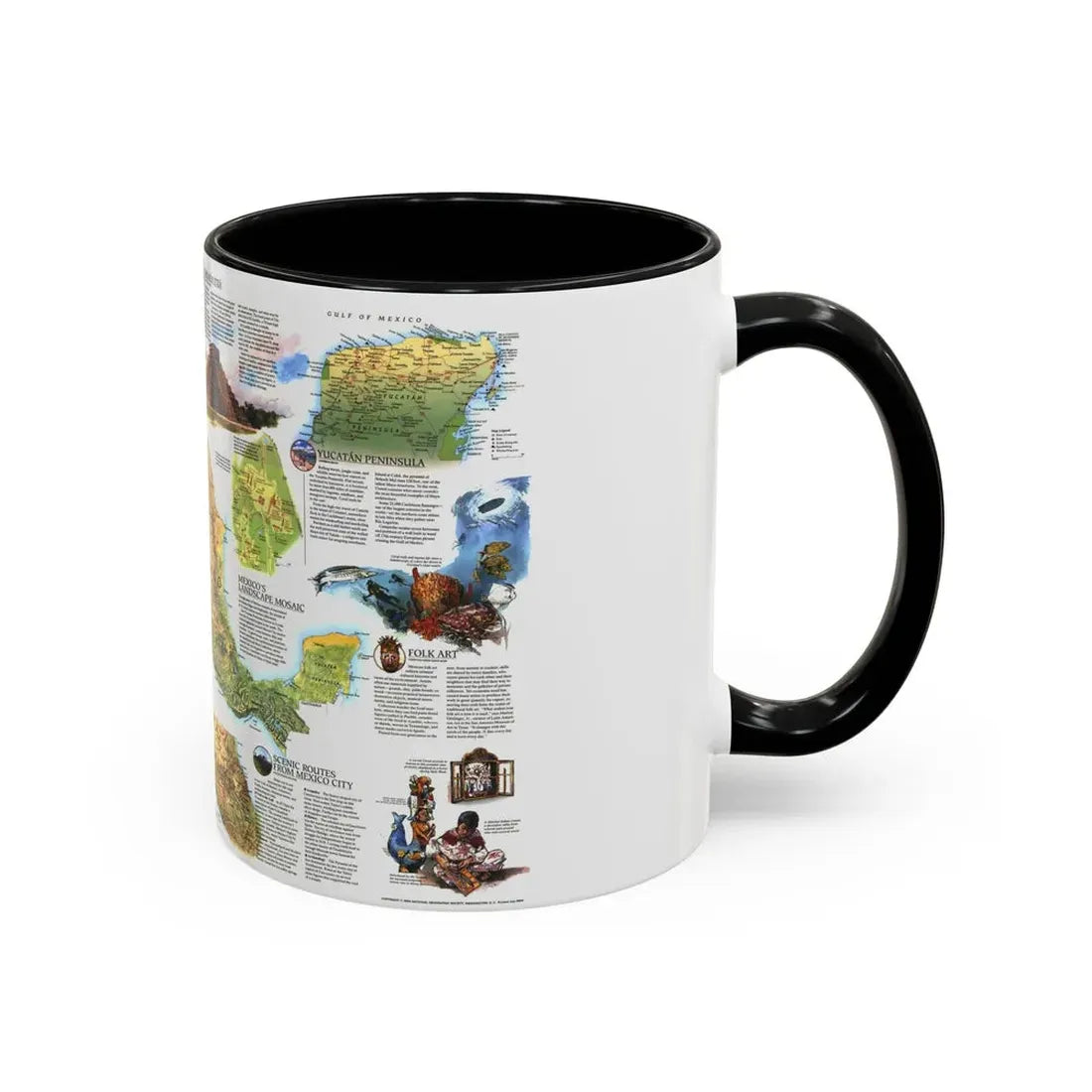 North America - A Traveller's Map of Mexico (1994) (Map) Accent Coffee Mug - Go Mug Yourself