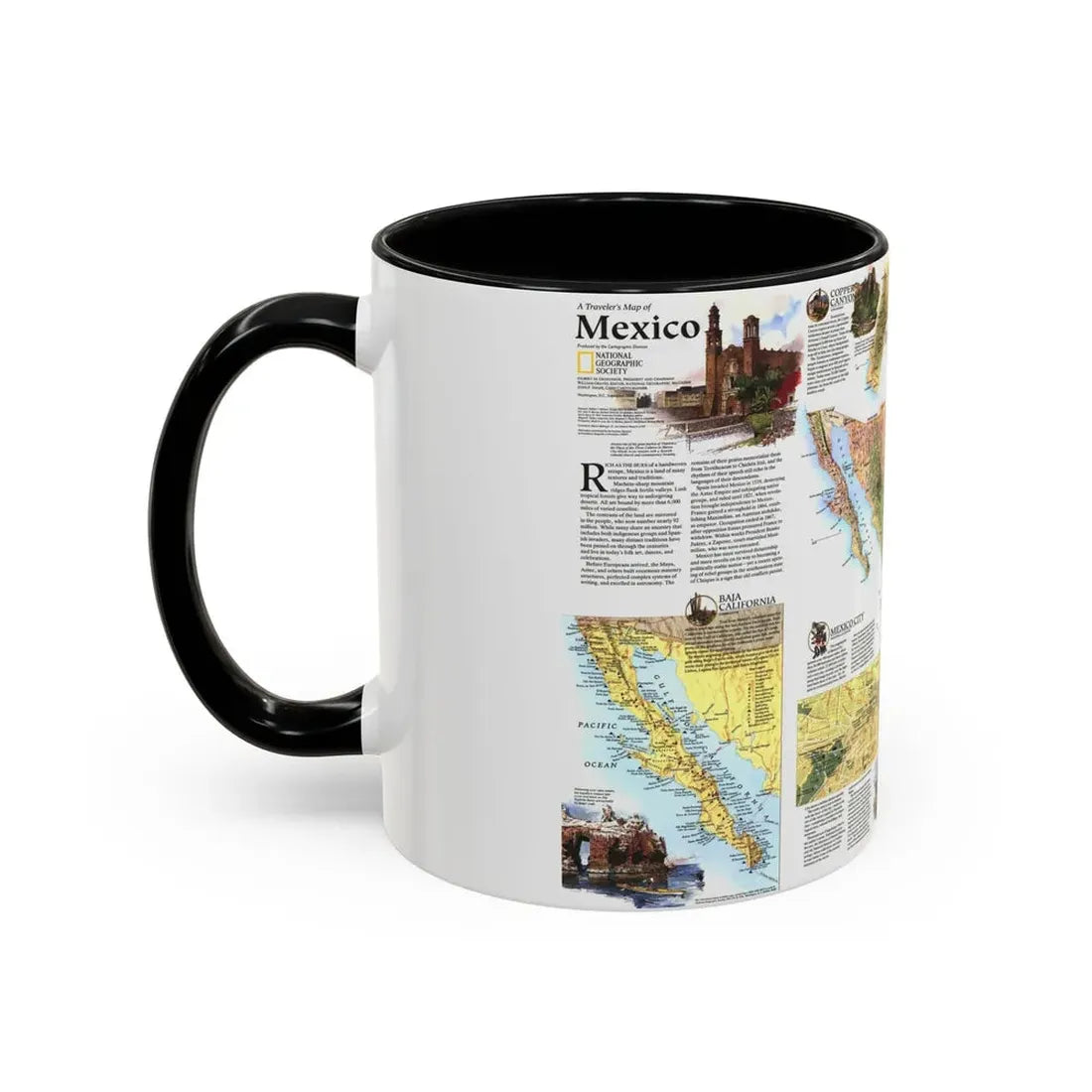 North America - A Traveller's Map of Mexico (1994) (Map) Accent Coffee Mug - Go Mug Yourself