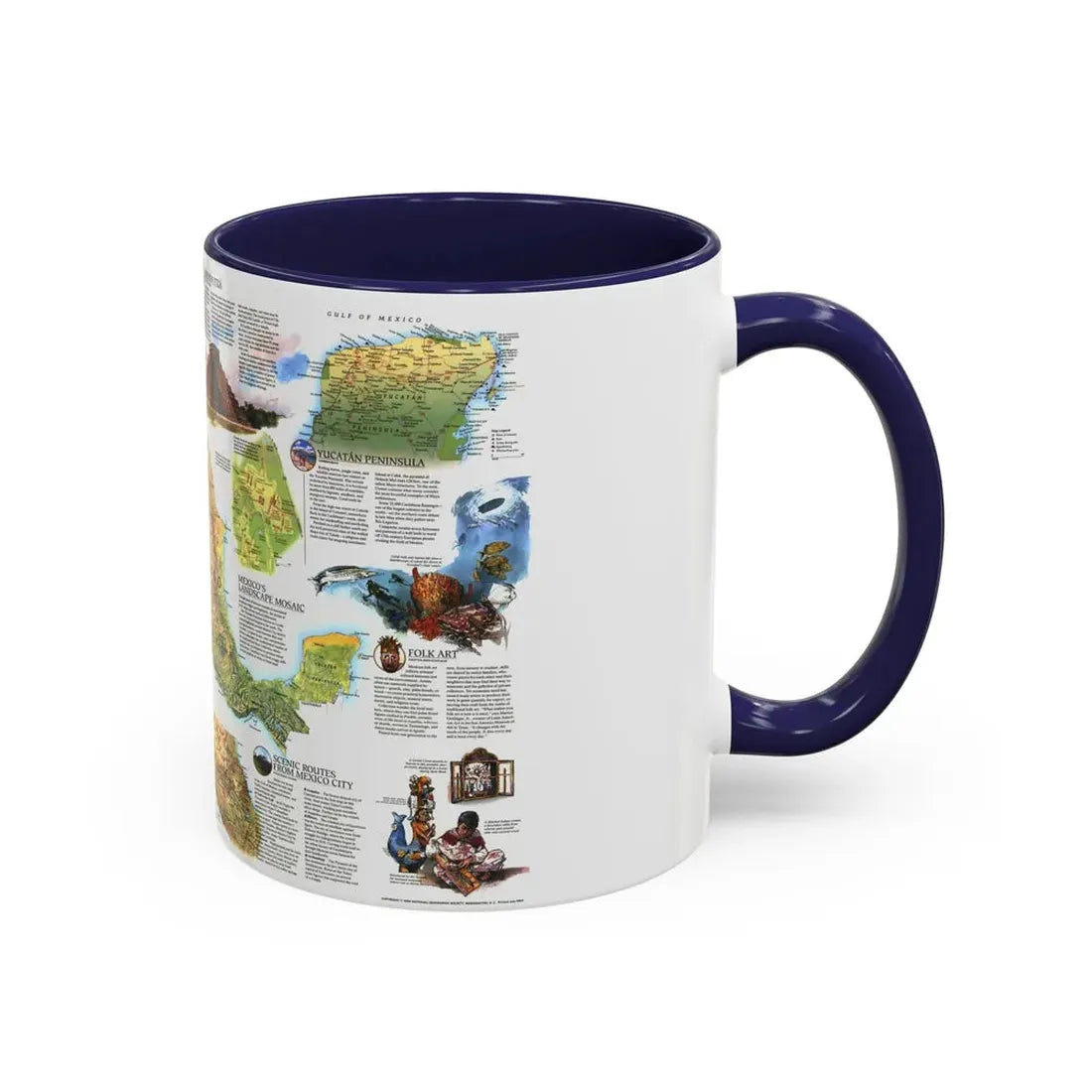 North America - A Traveller's Map of Mexico (1994) (Map) Accent Coffee Mug - Go Mug Yourself