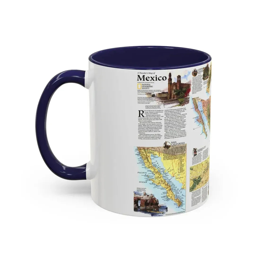 North America - A Traveller's Map of Mexico (1994) (Map) Accent Coffee Mug - Go Mug Yourself