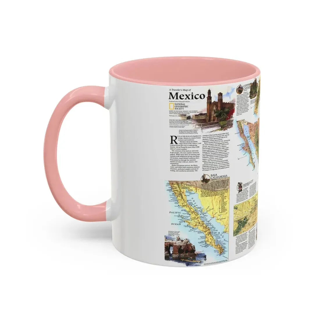 North America - A Traveller's Map of Mexico (1994) (Map) Accent Coffee Mug - Go Mug Yourself