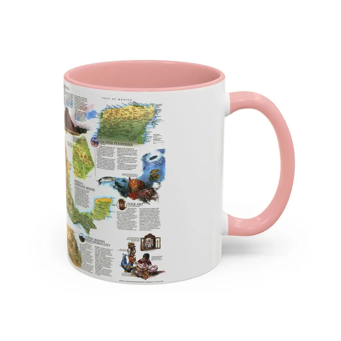 North America - A Traveller's Map of Mexico (1994) (Map) Accent Coffee Mug - Go Mug Yourself
