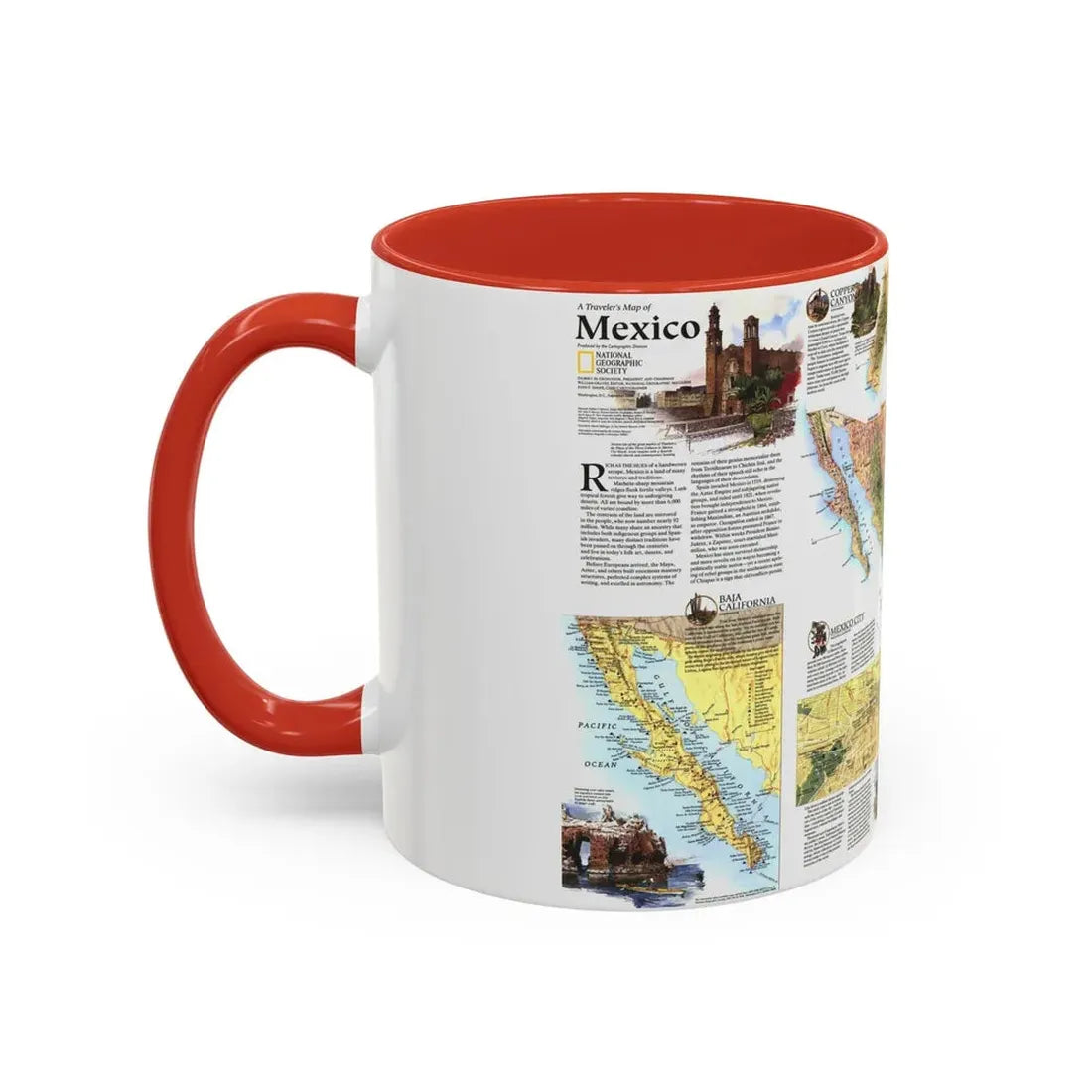 North America - A Traveller's Map of Mexico (1994) (Map) Accent Coffee Mug - Go Mug Yourself