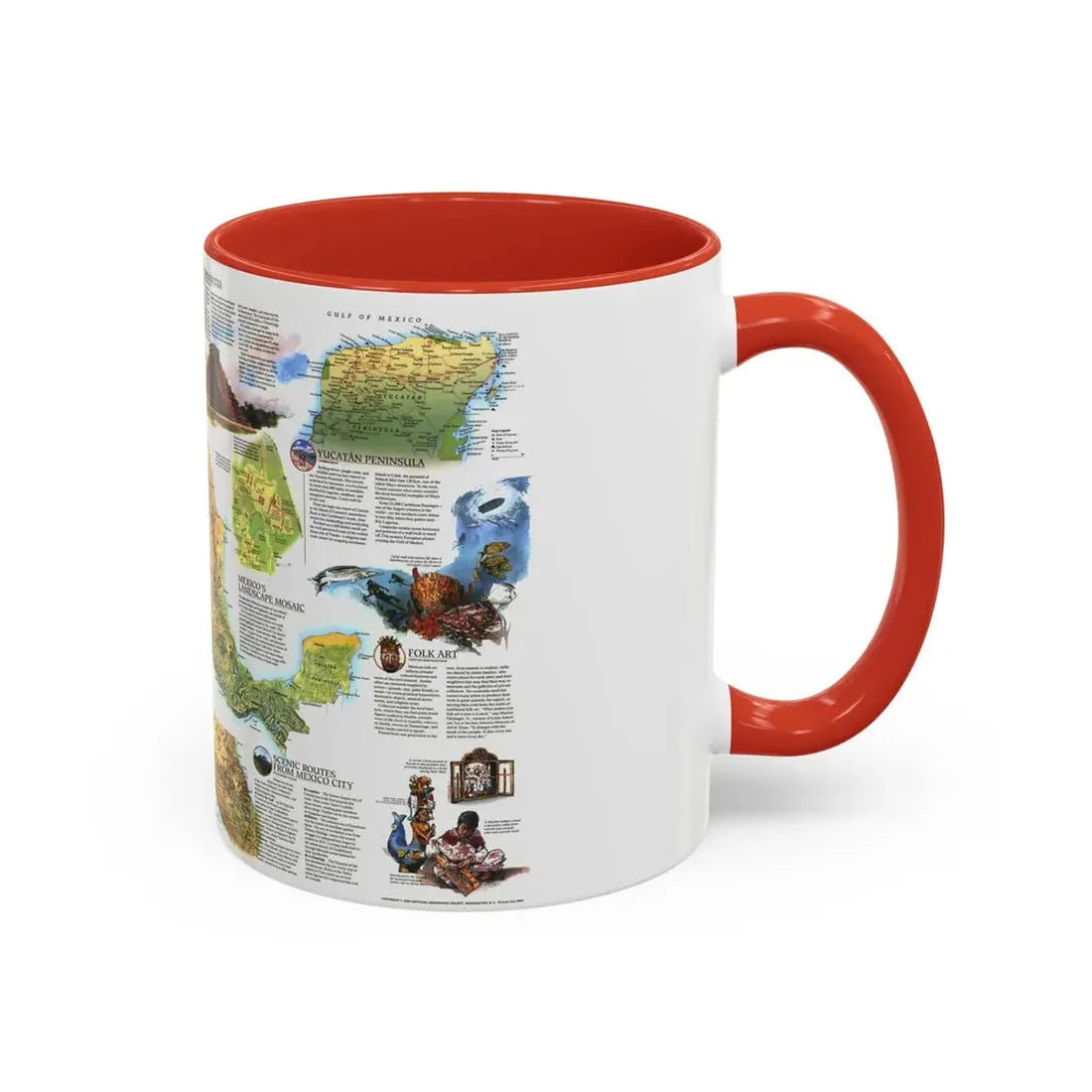 North America - A Traveller's Map of Mexico (1994) (Map) Accent Coffee Mug - Go Mug Yourself