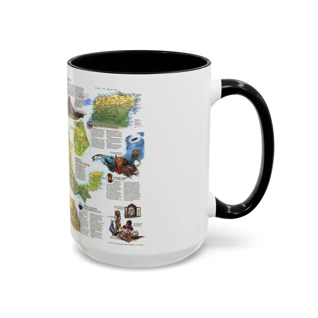 North America - A Traveller's Map of Mexico (1994) (Map) Accent Coffee Mug - Go Mug Yourself