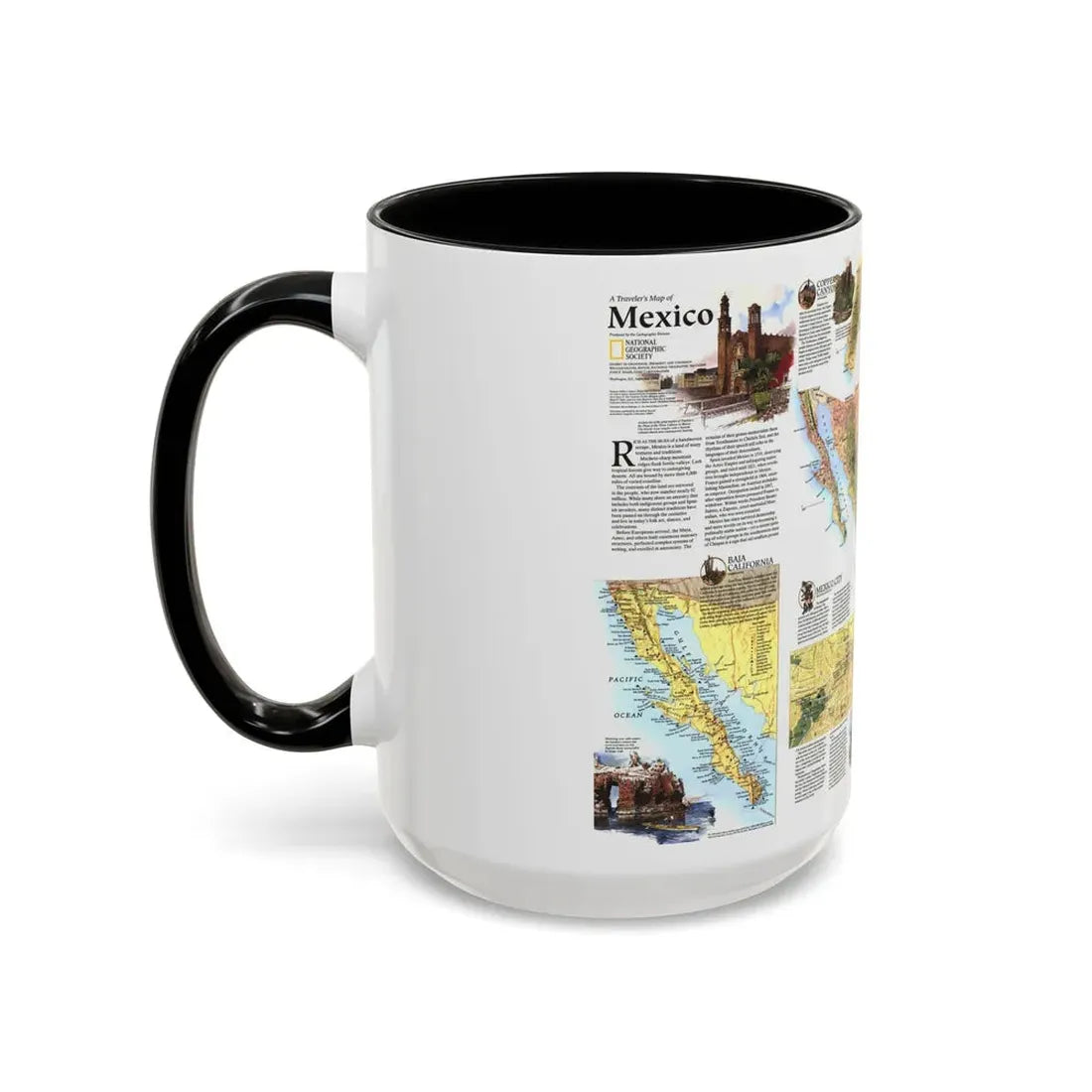 North America - A Traveller's Map of Mexico (1994) (Map) Accent Coffee Mug - Go Mug Yourself