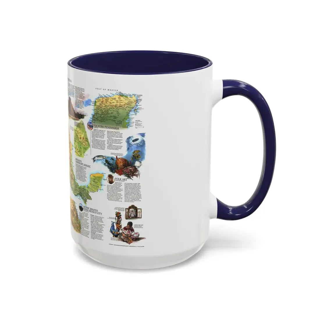 North America - A Traveller's Map of Mexico (1994) (Map) Accent Coffee Mug - Go Mug Yourself
