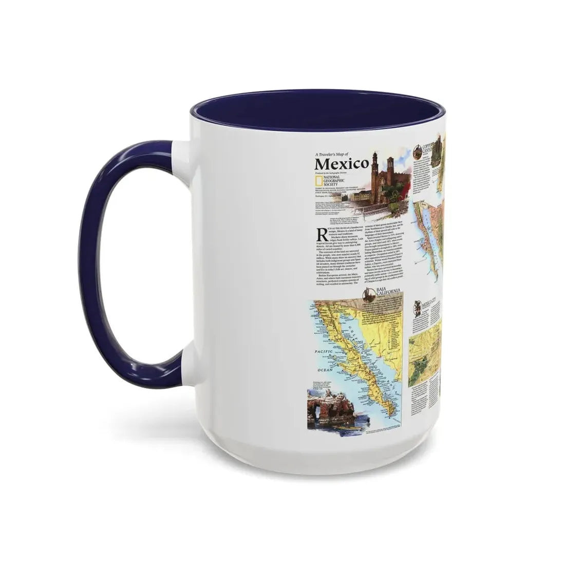 North America - A Traveller's Map of Mexico (1994) (Map) Accent Coffee Mug - Go Mug Yourself