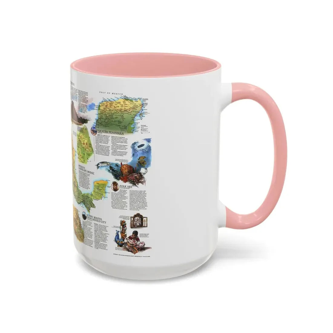 North America - A Traveller's Map of Mexico (1994) (Map) Accent Coffee Mug - Go Mug Yourself