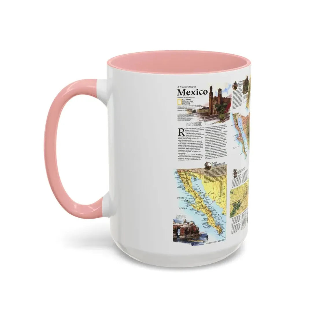 North America - A Traveller's Map of Mexico (1994) (Map) Accent Coffee Mug - Go Mug Yourself
