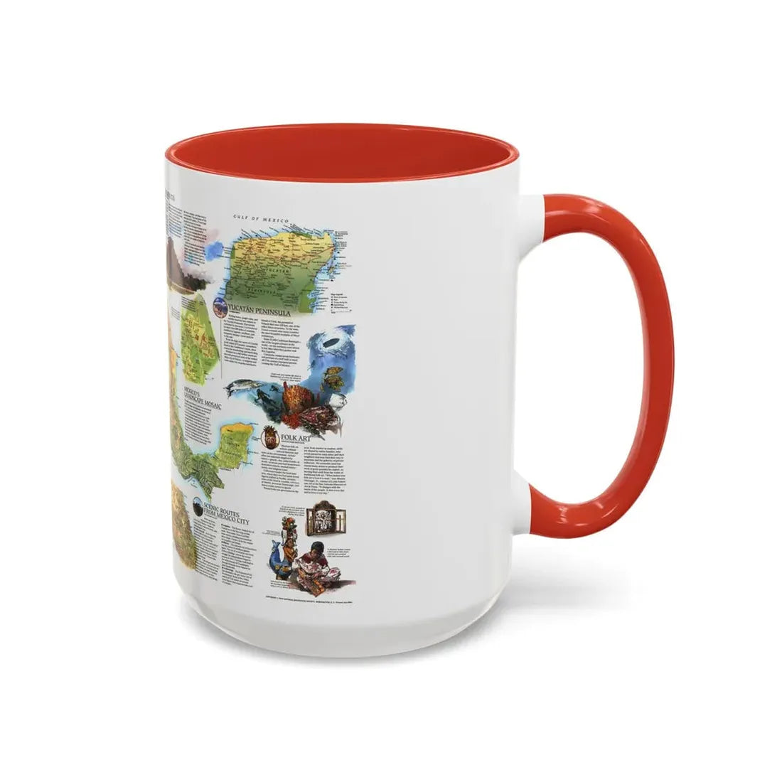 North America - A Traveller's Map of Mexico (1994) (Map) Accent Coffee Mug - Go Mug Yourself