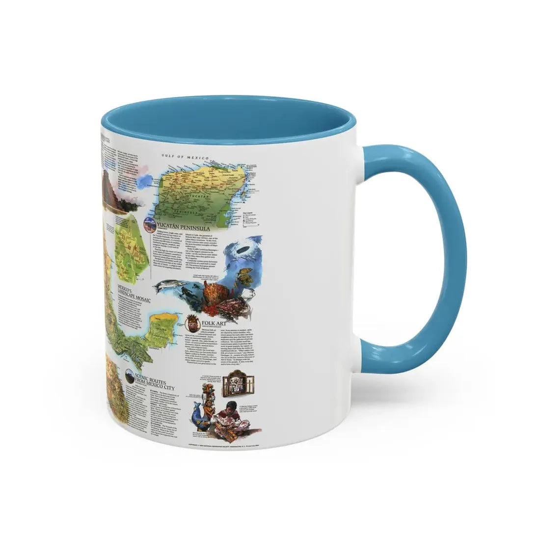 North America - A Traveller's Map of Mexico (1994) (Map) Accent Coffee Mug - Go Mug Yourself