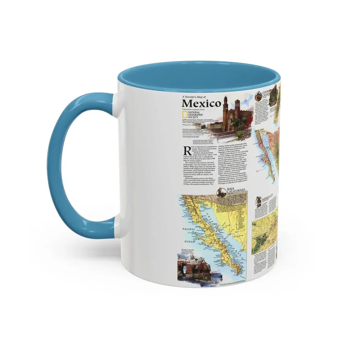 North America - A Traveller's Map of Mexico (1994) (Map) Accent Coffee Mug - Go Mug Yourself