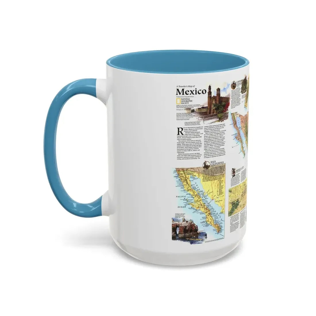 North America - A Traveller's Map of Mexico (1994) (Map) Accent Coffee Mug - Go Mug Yourself