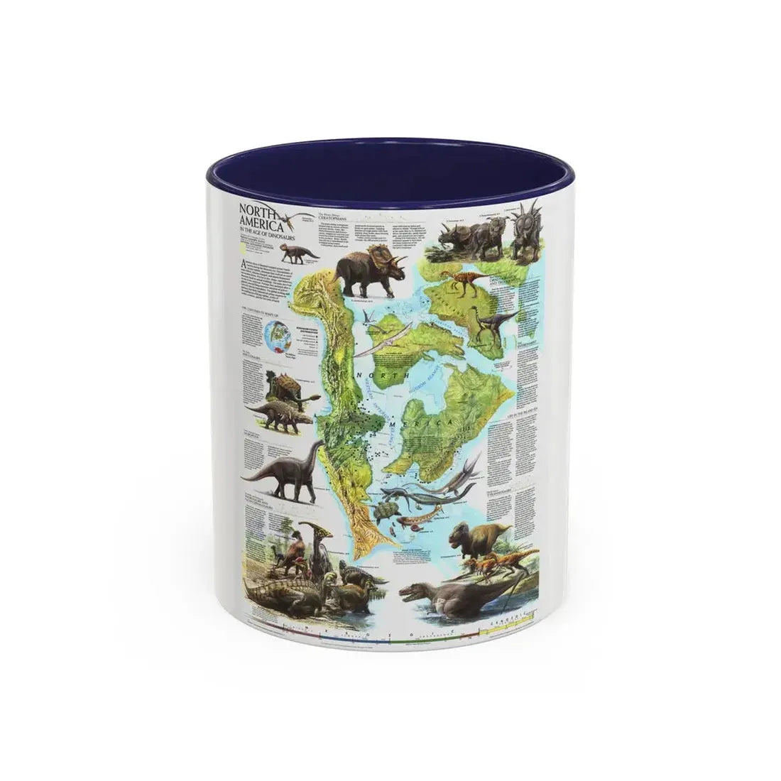 North America - Age of Dinosaurs (1993) (Map) Accent Coffee Mug 11oz Navy - Go Mug Yourself