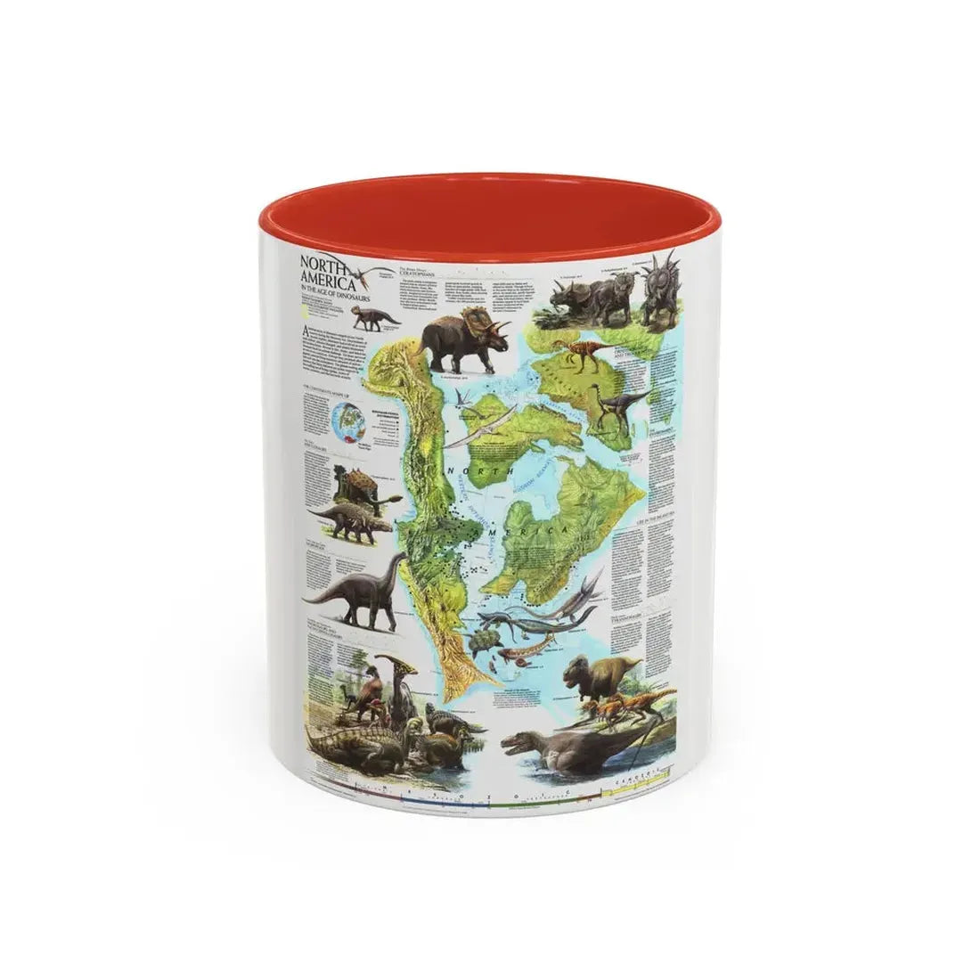 North America - Age of Dinosaurs (1993) (Map) Accent Coffee Mug 11oz Red - Go Mug Yourself