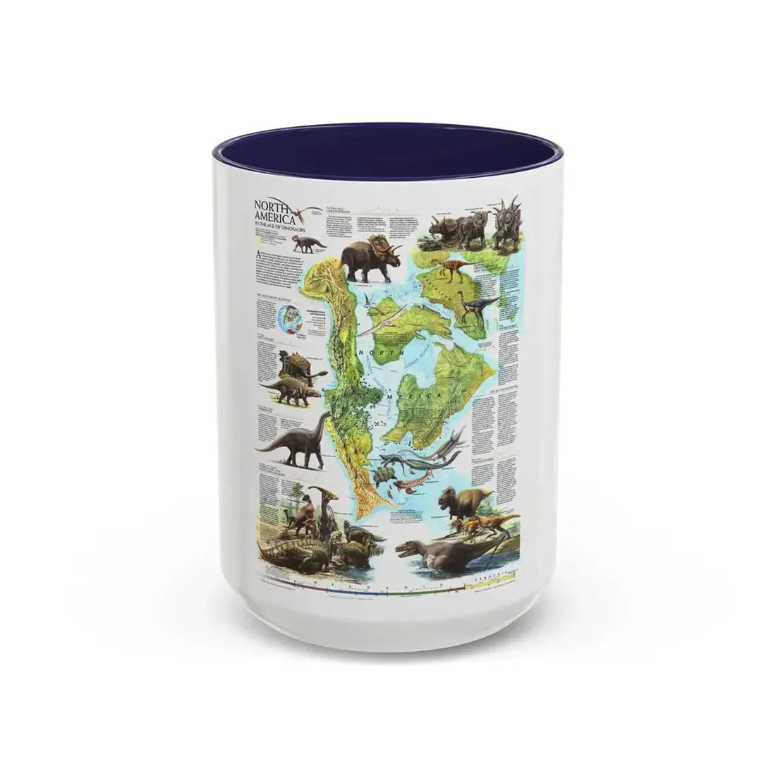 North America - Age of Dinosaurs (1993) (Map) Accent Coffee Mug 15oz Navy - Go Mug Yourself