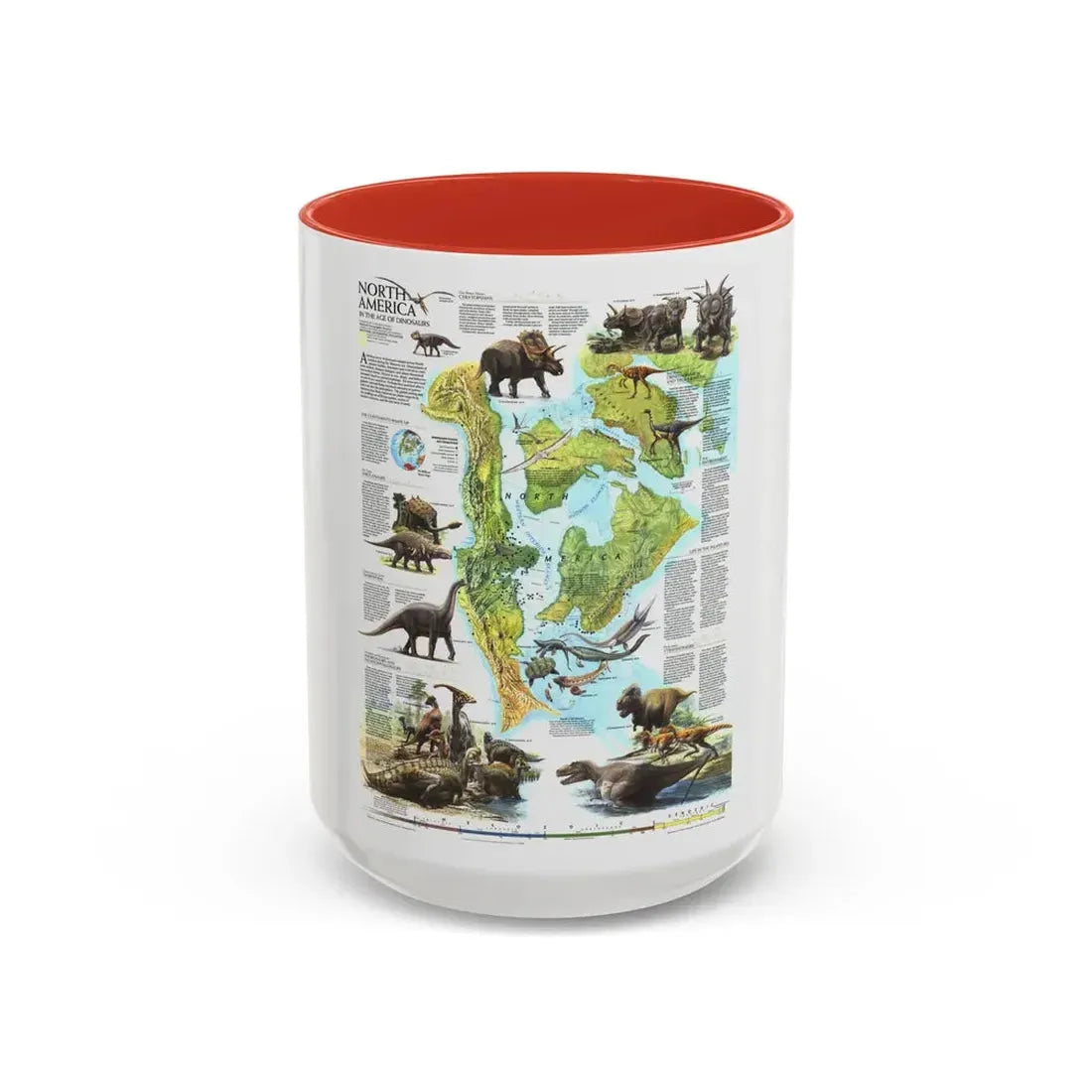 North America - Age of Dinosaurs (1993) (Map) Accent Coffee Mug 15oz Red - Go Mug Yourself