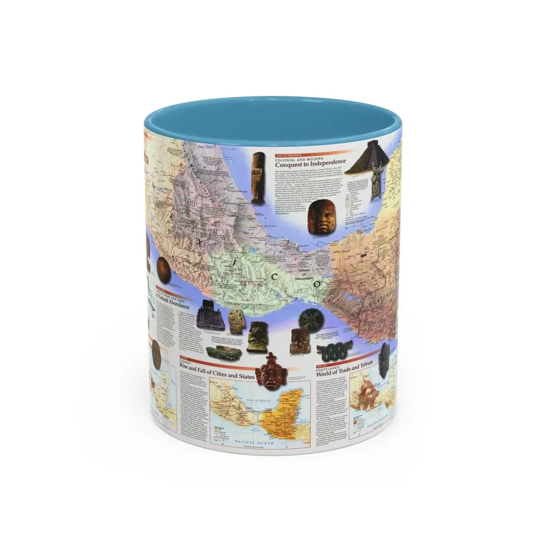 North America - Ancient Mesoamerica (1997) (Map) Accent Coffee Mug 11oz Light Blue - Go Mug Yourself