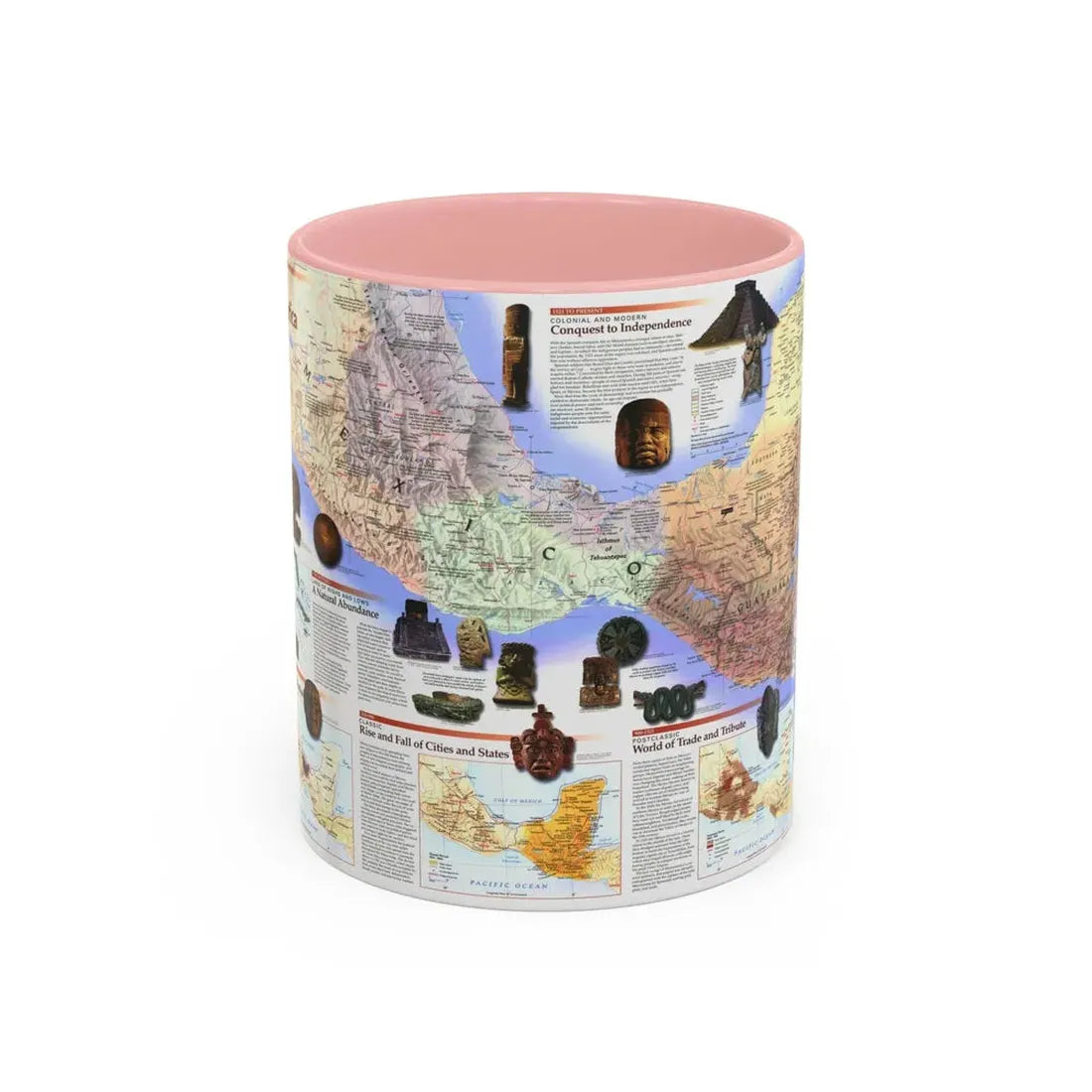 North America - Ancient Mesoamerica (1997) (Map) Accent Coffee Mug 11oz Pink - Go Mug Yourself