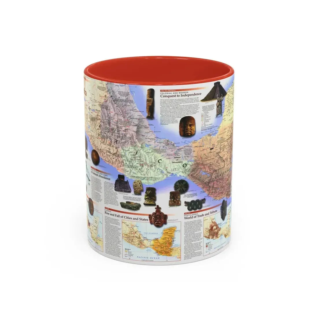 North America - Ancient Mesoamerica (1997) (Map) Accent Coffee Mug 11oz Red - Go Mug Yourself