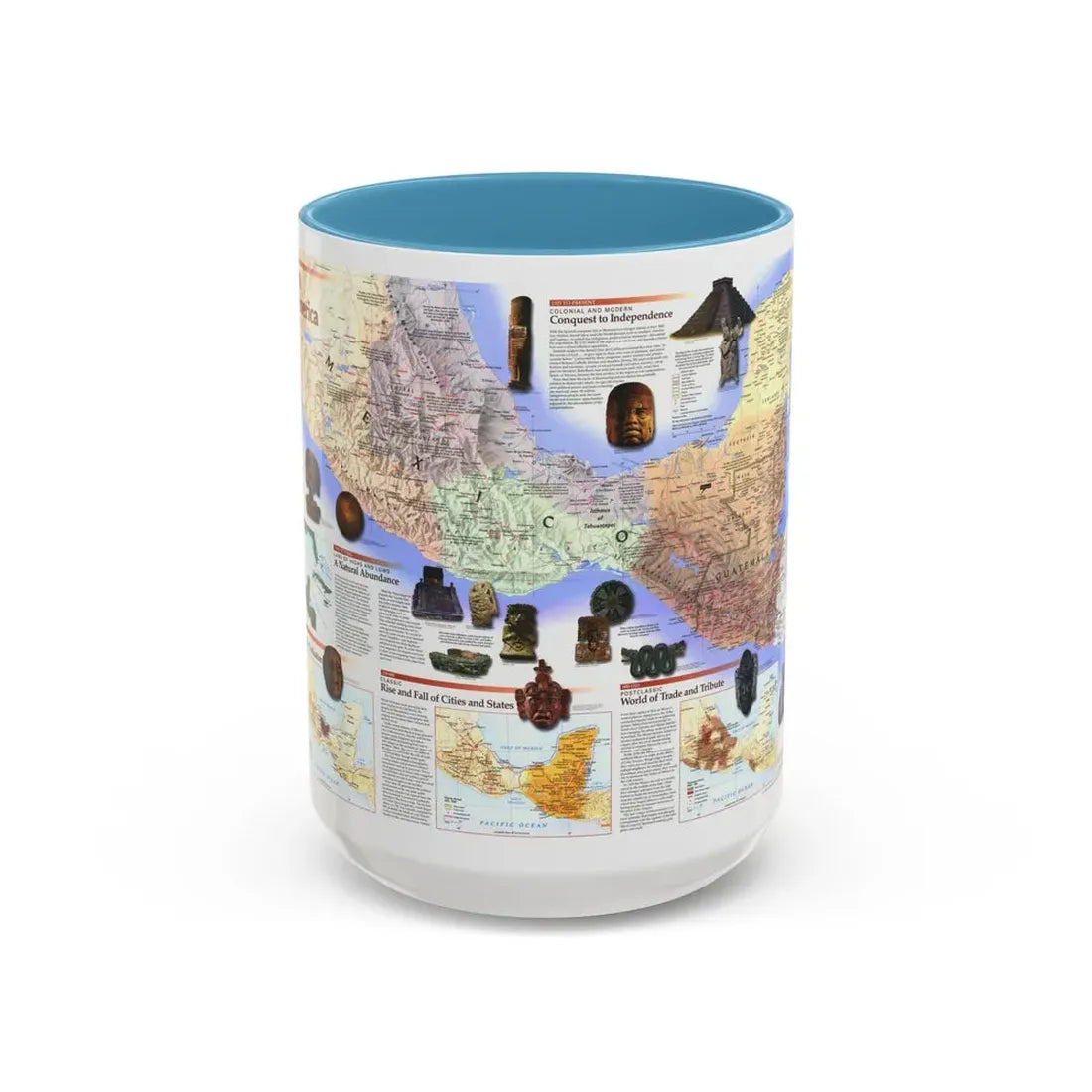 North America - Ancient Mesoamerica (1997) (Map) Accent Coffee Mug 15oz Light Blue - Go Mug Yourself