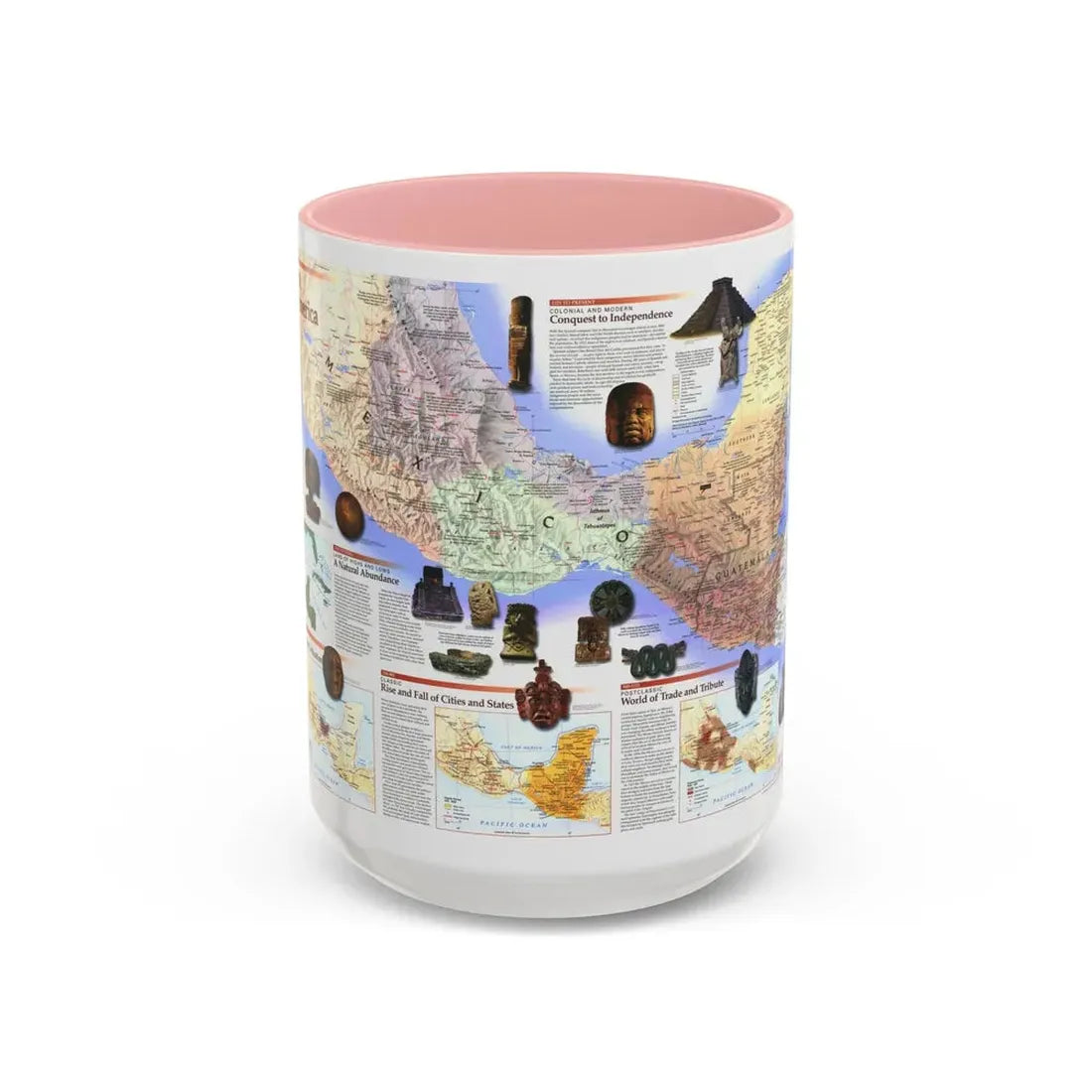 North America - Ancient Mesoamerica (1997) (Map) Accent Coffee Mug 15oz Pink - Go Mug Yourself