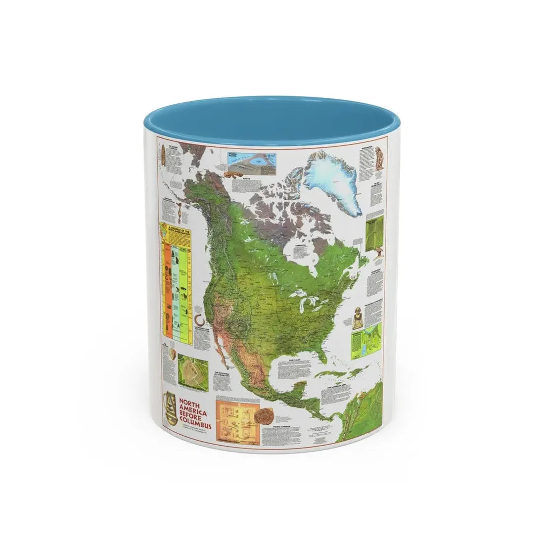 North America - Before Columbus (1972) (Map) Accent Coffee Mug 11oz Light Blue - Go Mug Yourself