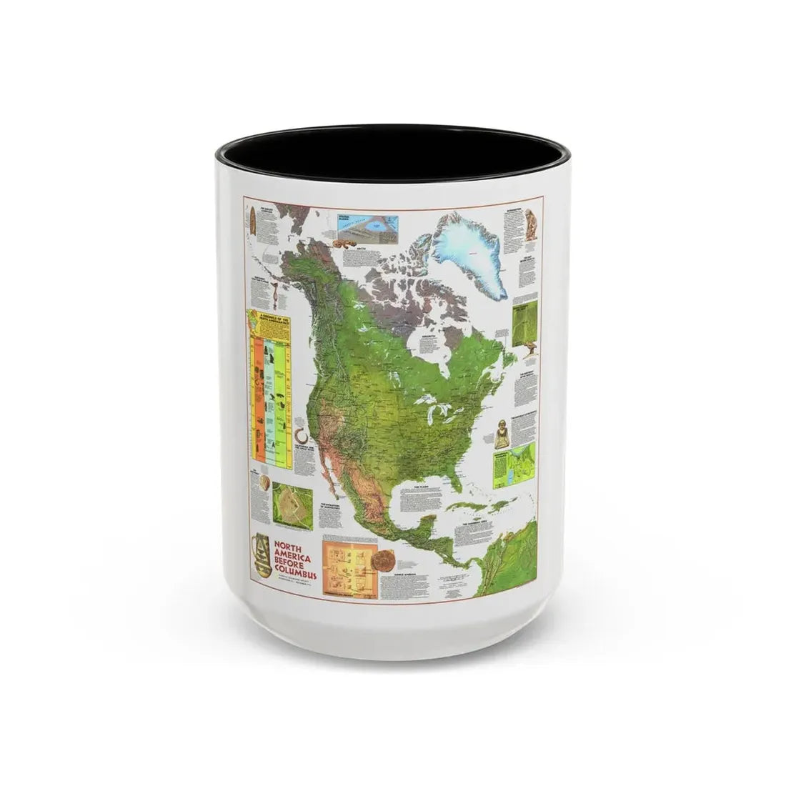North America - Before Columbus (1972) (Map) Accent Coffee Mug 15oz Black - Go Mug Yourself