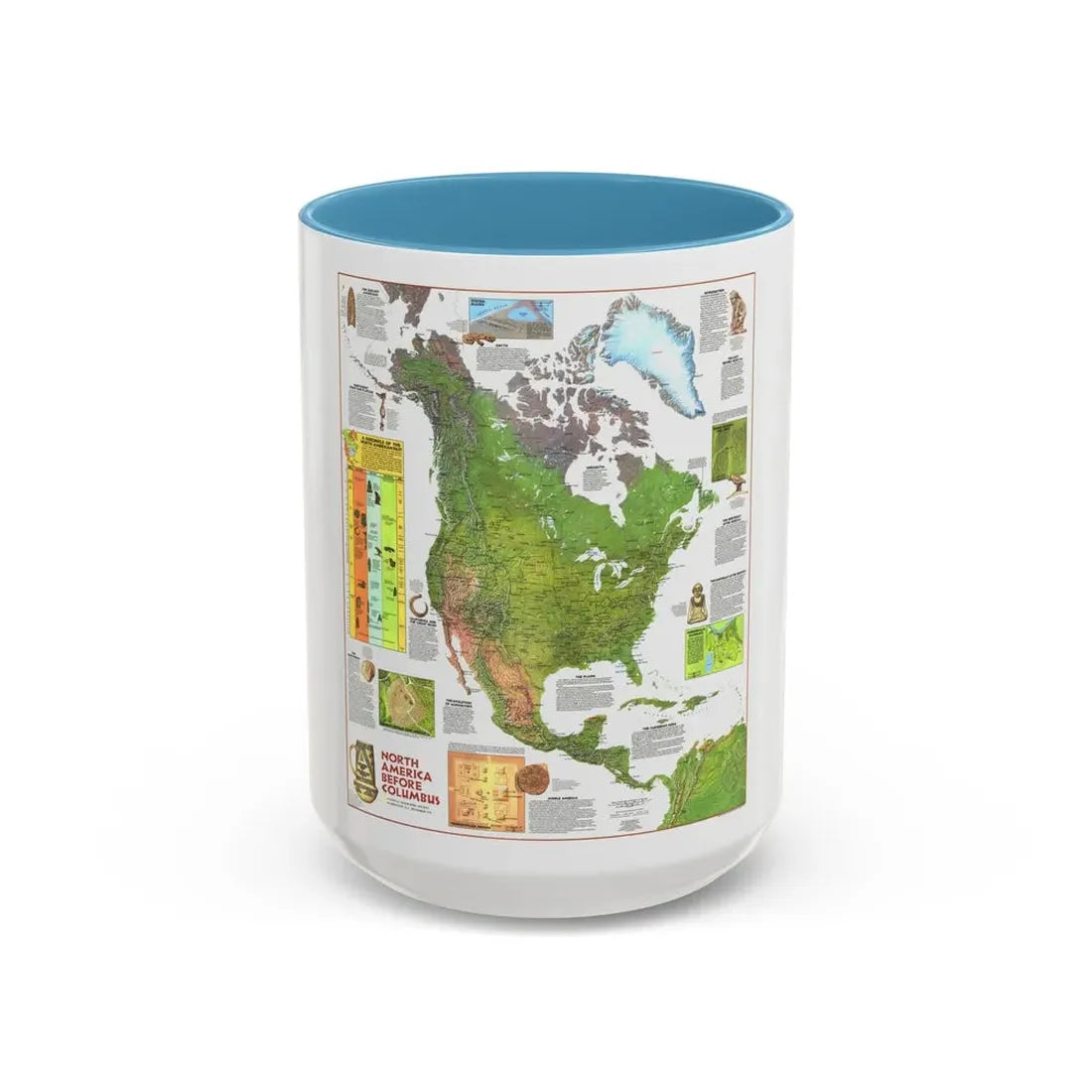 North America - Before Columbus (1972) (Map) Accent Coffee Mug 15oz Light Blue - Go Mug Yourself