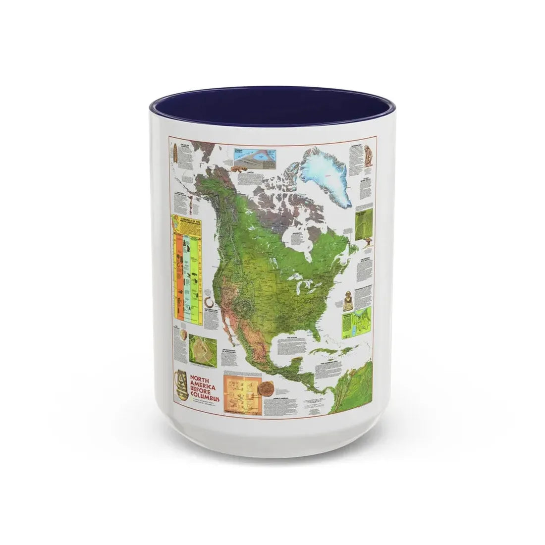 North America - Before Columbus (1972) (Map) Accent Coffee Mug 15oz Navy - Go Mug Yourself