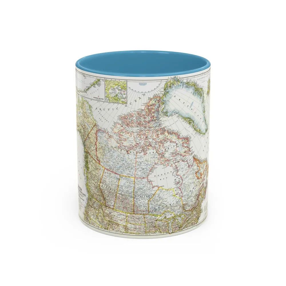 North America - Canada, Alaska, Greenland (1947) (Map) Accent Coffee Mug 11oz Light Blue - Go Mug Yourself