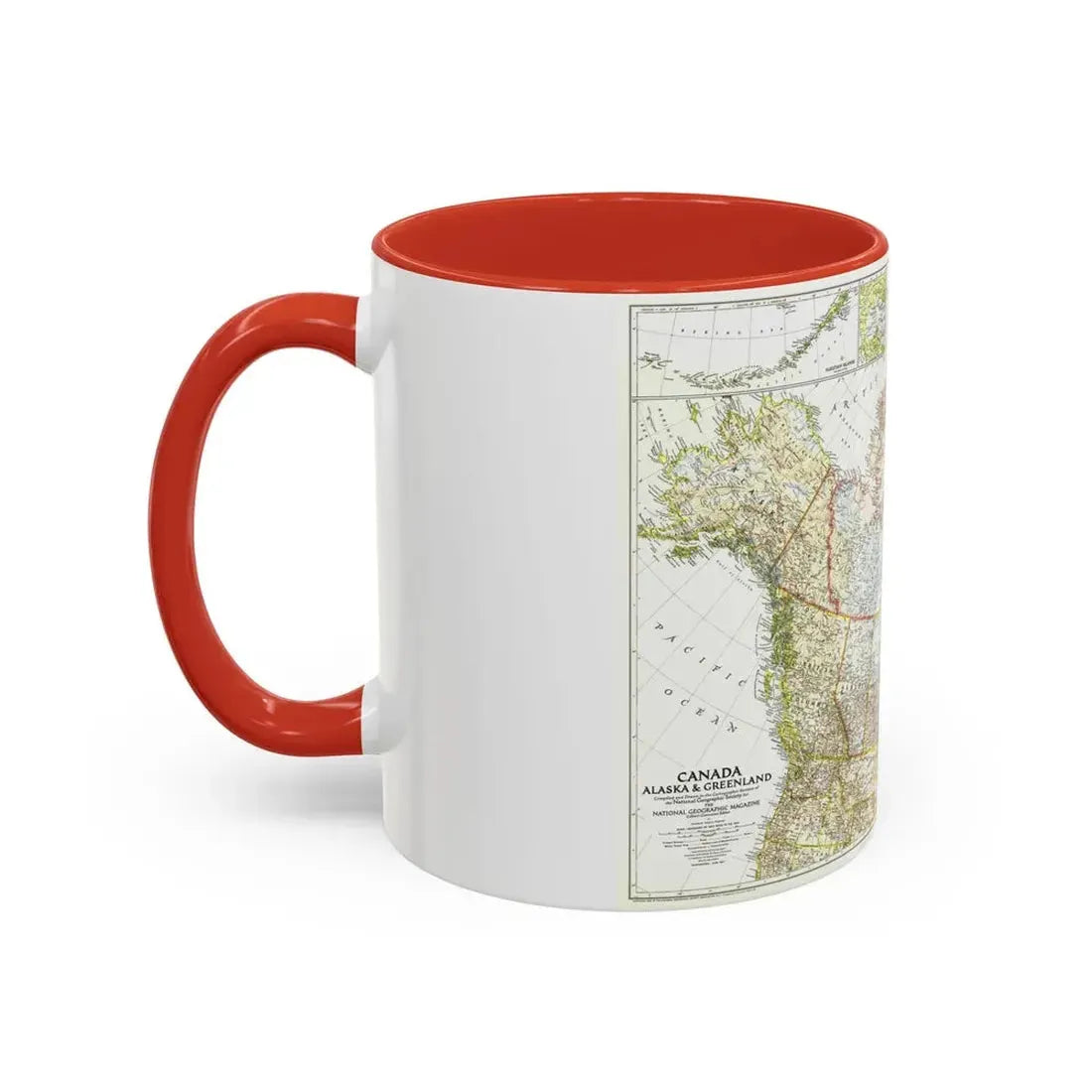 North America - Canada, Alaska, Greenland (1947) (Map) Accent Coffee Mug - Go Mug Yourself