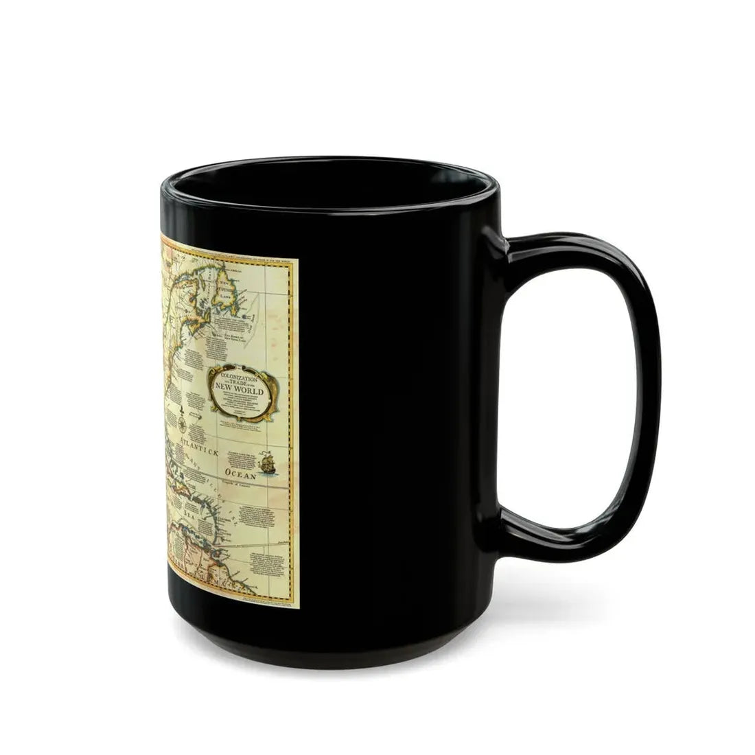 North America - Colonization and Trade (1977) (Map) Black Coffee Mug - Go Mug Yourself