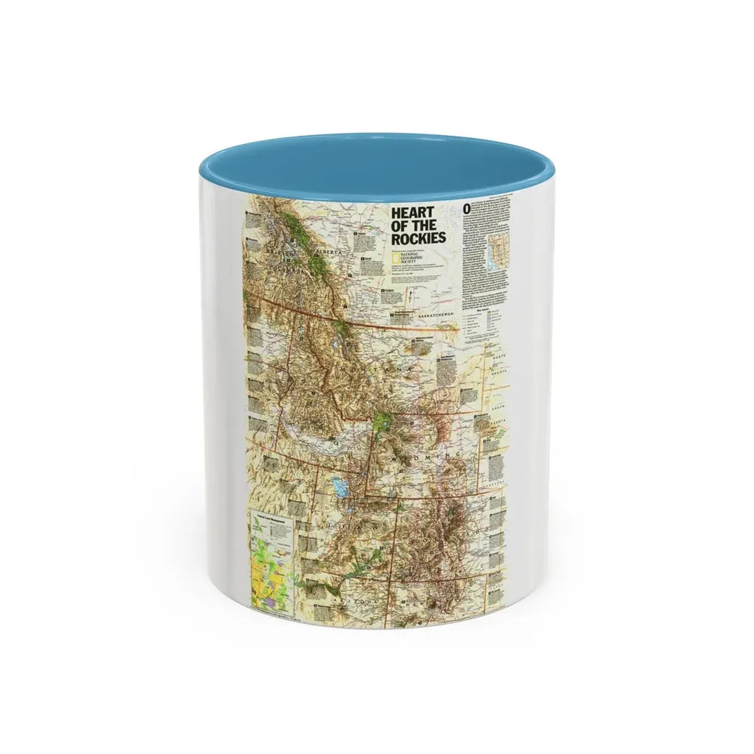 North America - Heart of the Rockies (1995) (Map) Accent Coffee Mug 11oz Light Blue - Go Mug Yourself