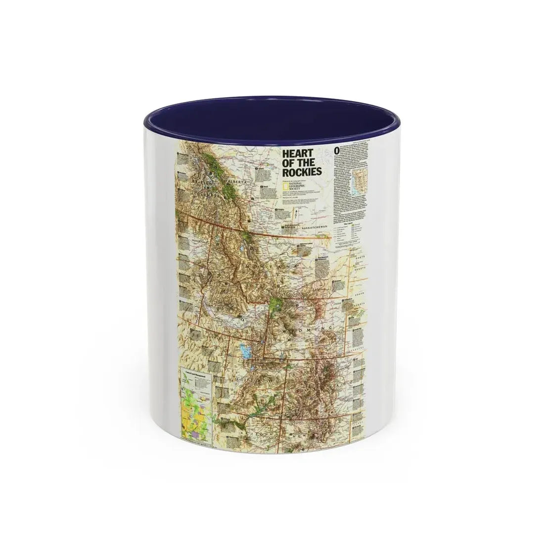 North America - Heart of the Rockies (1995) (Map) Accent Coffee Mug 11oz Navy - Go Mug Yourself